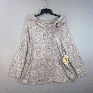 One World Tunic Sweater Womens 2X Gray Heathered Long Sleeve Cowl Neck Casual